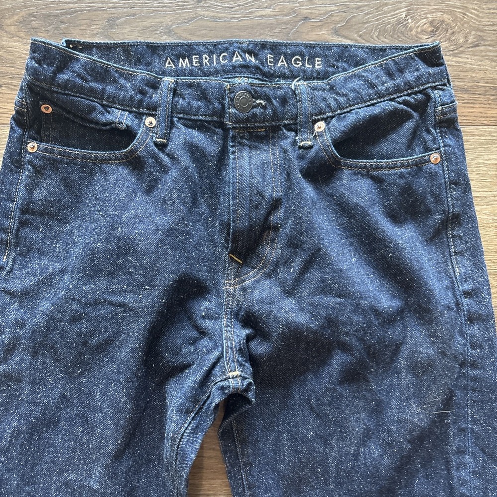 American Eagle Original Straight Jeans Men's 30x34 Denim Dark Blue White Speckle